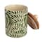 Hello Honey® 5" Green Botanical Design Stoneware Canister